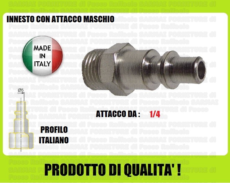 RACCORDO INNESTO RAPIDO ARIA COMPRESSA INNESTO MASCHIO 1/4 PROFILO ITA