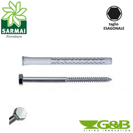 Tasselli G&B GX-L Nylon con vite testa esagonale in Acciaio
