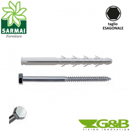 Tasselli G&B Later Cornice Nylon Ø 12 mm con vite testa esagonale Vari formati