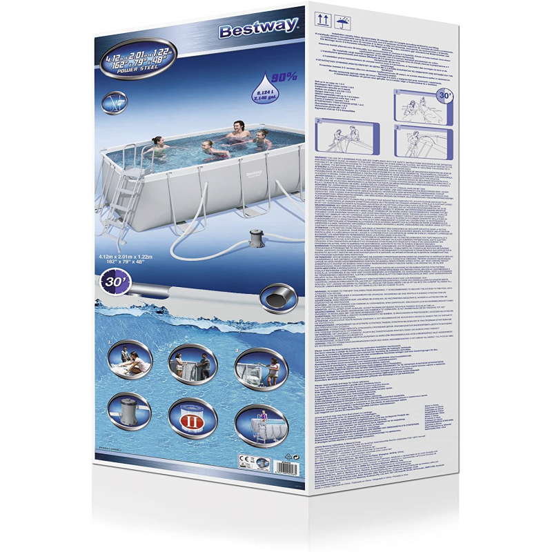 Piscina Bestway 56456 412x201x122 cm Power Steel Frame Rettangolare +pompa scala