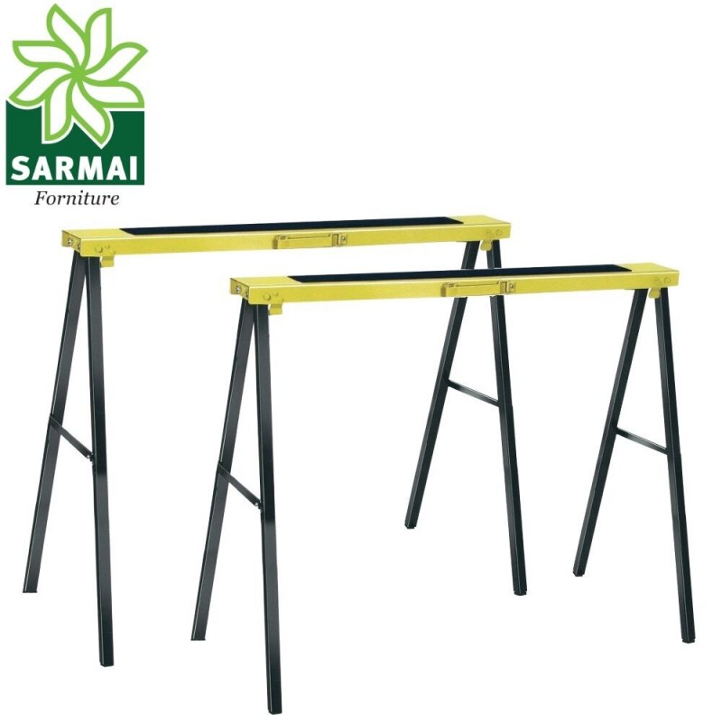 Coppia cavalletti richiudibili pieghevoli portata 300 Kg altezza 77 rinforzati