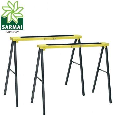 Coppia cavalletti richiudibili pieghevoli portata 300 Kg altezza 77 rinforzati