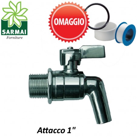 Rubinetto a sfera in acciaio inox maschio 1 pollice contenitore fusto bidone olio vino