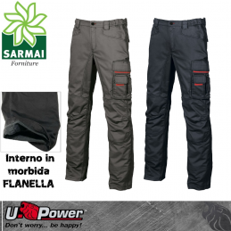 Upower GRIN pantalone da lavoro multitasca comodo invernale felpato in flanella