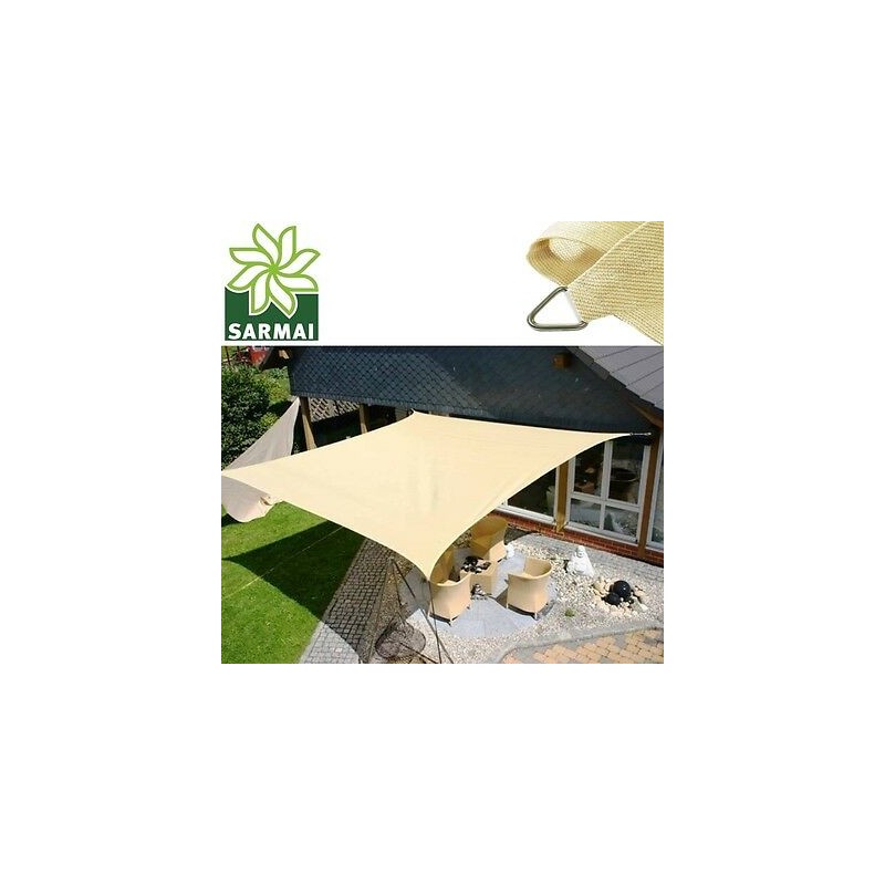 Tenda telo vela ombreggiante quadrata Colore Ecrù Beige Dimensioni 3,6 x 3,6 m