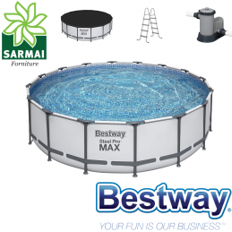 BESTWAY 5612Z PISCINA FUORITERRA ROTONDA CON STRUTTURA 488xH122cm COMPLETA