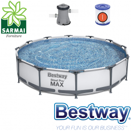 BESTWAY 56416 PISCINA FUORITERRA ROTONDA CON STRUTTURA Ø366xH76 cm CON POMPA