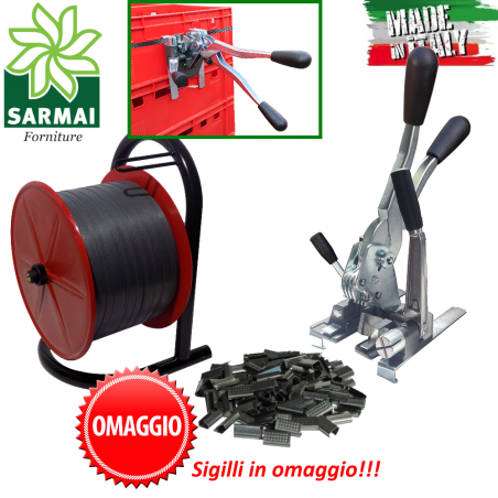KIT REGGITURA ORTOFRUTTA REGGETTA 15mm TENDIREGGIA CON STAFFE CON PORTAROTOLO