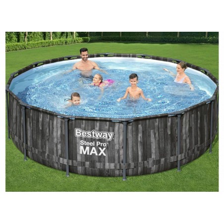 BESTWAY 5614Z PISCINA FUORITERRA ROTONDA CON STRUTTURA Ø 427cm EFFETTO LEGNO