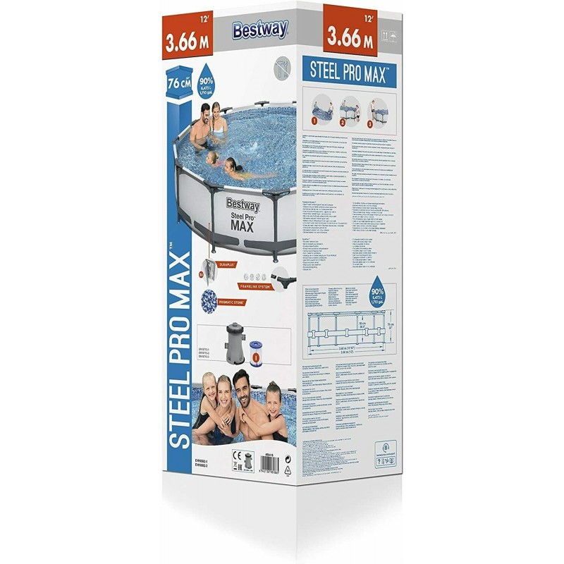 BESTWAY 56416 PISCINA FUORITERRA ROTONDA CON STRUTTURA Ø366xH76 cm CON POMPA