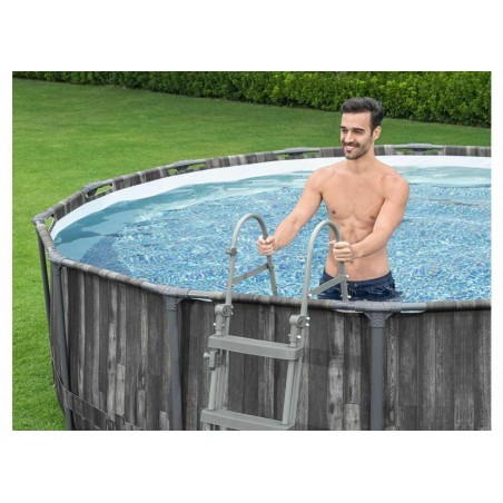 BESTWAY 5614Z PISCINA FUORITERRA ROTONDA CON STRUTTURA Ø 427cm EFFETTO LEGNO