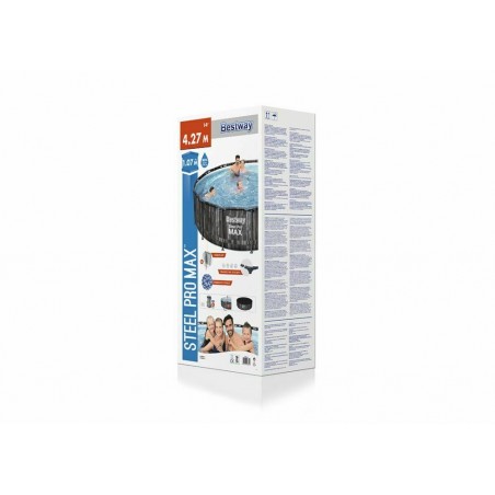 BESTWAY 5614Z PISCINA FUORITERRA ROTONDA CON STRUTTURA Ø 427cm EFFETTO LEGNO