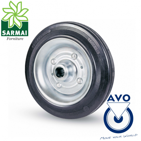 AVO 112 125x37,5 RUOTA CON RIVESTIMENTO IN GOMMA PIENA NUCLEO ACCIAIO MOZZO RULLI
