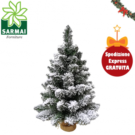 Mini piccolo Albero di Natale con neve pinetto TIMMY INNEVATO PVC base yuta
