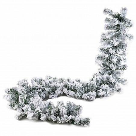 Festone innevato CAREY 270 cm ghirlanda con neve in PVC+PE addobbo natalizio