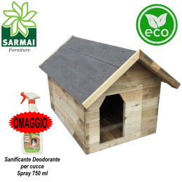 Cuccia in legno ECO tetto apribile per cani di taglia media grande base 55x80 cm