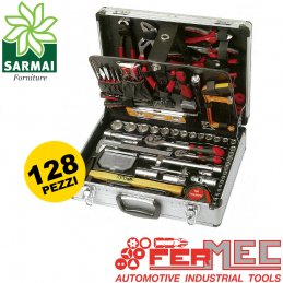 FerMec 24128 set utensili valigia porta attrezzi assortimento manutenzione 128pz