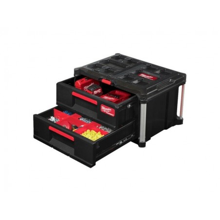 MILWAUKEE cassetta portautensili cassettiera 2 cassetti sistema packout vuota