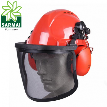Casco elmetto forestale protettivo con visiera e cuffie per decespugliatore