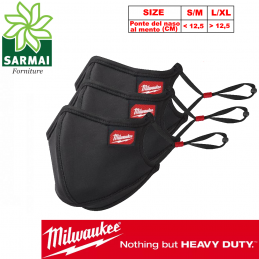 MILWAUKEE Mascherina da lavoro facciale 3 strati tessuto lavabile 3 pezzi L/XL