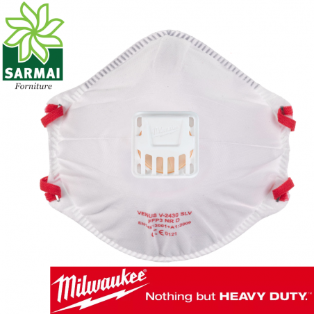 MILWAUKEE Mascherina facciale respiratore FFP3 NR D con valvola confezione 10 pz