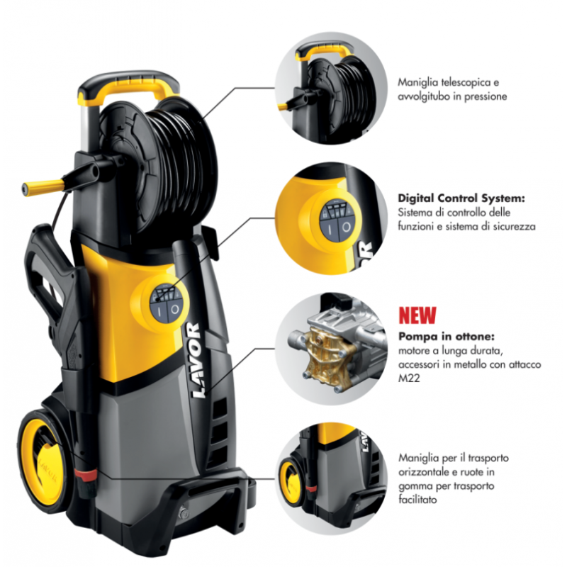 IDROPULITRICE LAVOR LVR5 PLUS 150 ACQUA FREDDA CON MOTORE AD INDUZIONE DA 2300W