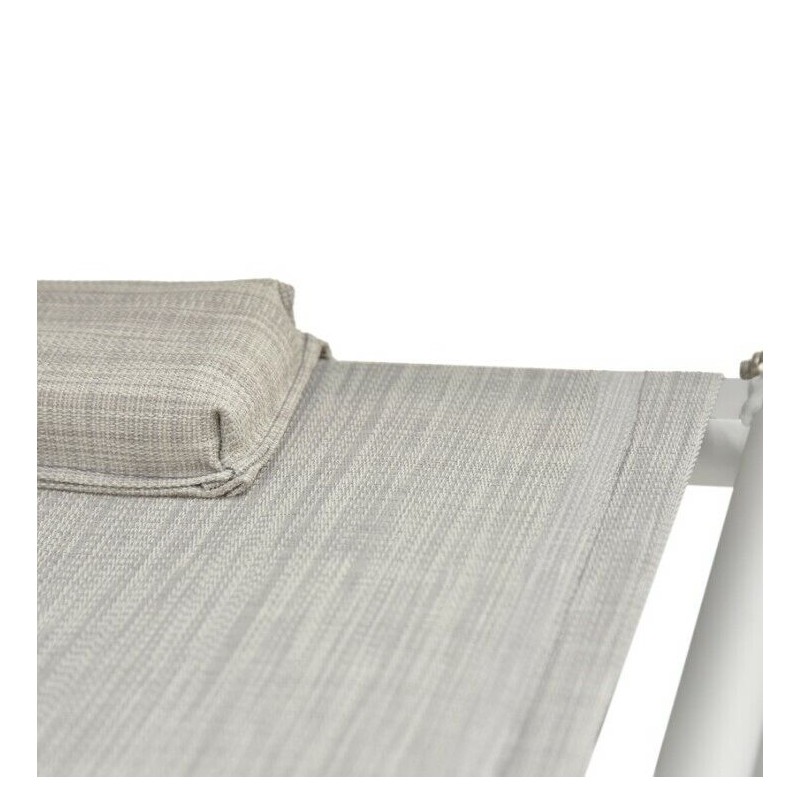 LETTINO MARE TELO TEXILENE COLORE GRIGIO IN ALLUMINIO CON PARASOLE E CUSCINO