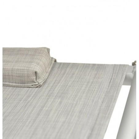 LETTINO MARE TELO TEXILENE COLORE GRIGIO IN ALLUMINIO CON PARASOLE E CUSCINO