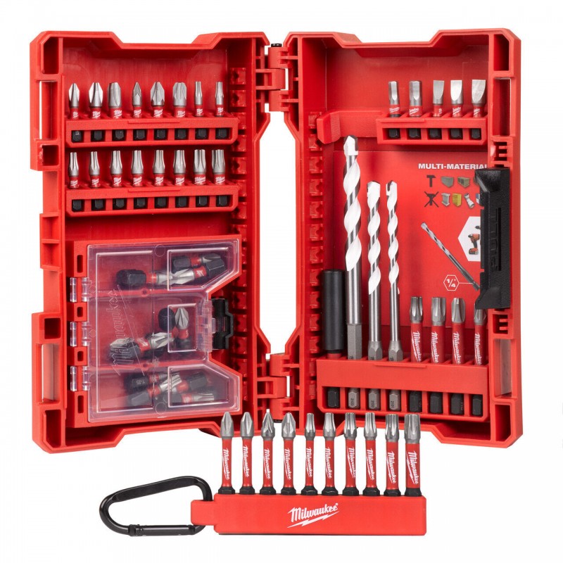 Milwaukee Set kit Punte Trapano Cacciavite 54 pz Shock wave inserti avvitatore