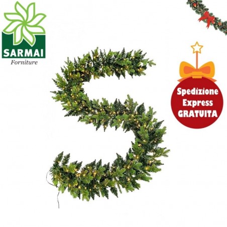XONE Yvonne Festone di natale boa 270 cm per decorazione natalizia completo con 200 led