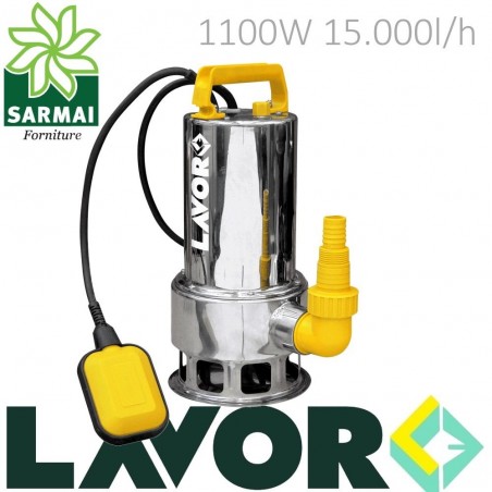 LAVOR Pompa Sommersa HP 1,5 Elettropompa acciaio inox 1100W per fogna acque sporche 8m
