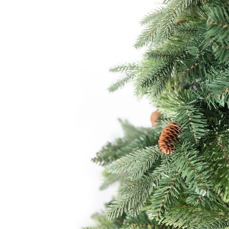 Albero di Natale folto ARTIFICIALE REALISTICO BYRON conifere con pigne in PE PVC