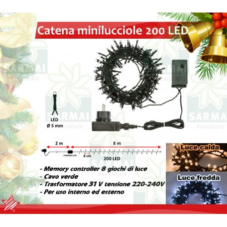 XMAS KING Luci Albero di Natale Catena LED Minilucciole per Interno e Esterno