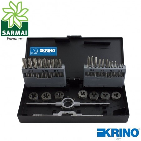 Set 30 Pezzi Maschi  giramaschi e filiere HSS M 3÷12, Acciaio krino 17020501