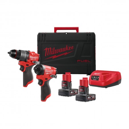 MILWAUKEE M12 FPP2A2-402X FUEL kit 12V trapano percussione e avvitatore impulsi