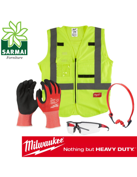 MILWAUKEE Kit sicurezza 2.0 con gilet occhiali guanti e archetto auricolare