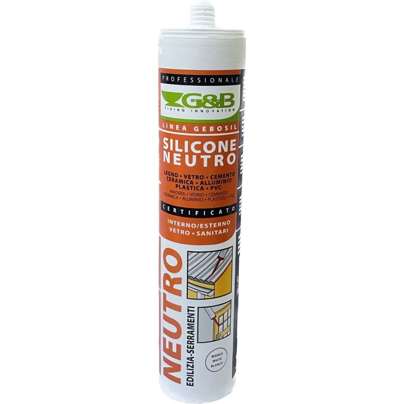 SILICONE NEUTRO EDILIZIA E SERRAMENTI 310 ml COLORE BIANCO DA 3 A 24 PEZZI G&B