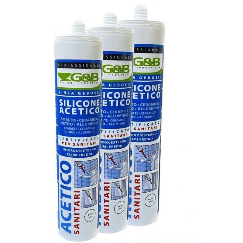 SILICONE ACETICO BIANCO G&B 280 ML SANITARI BAGNO CLIMI FREDDI INTERNO ESTERNO SIL15