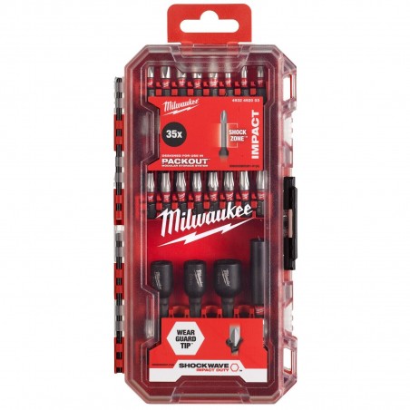 Set inserti Milwaukee punte avvitatori 35 pz shockwave impact duty in custodia