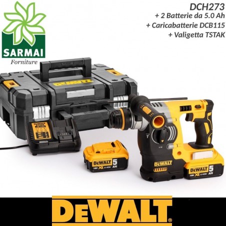 DeWALT DCH273P2T tassellatore SDS-PLUS 18V BRUSHLESS XR kit con 2 batterie 5 Ah