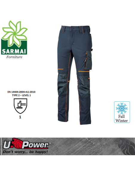 UPower ATOM Deep Blue pantalone da lavoro multi tasca idrorepellente invernale