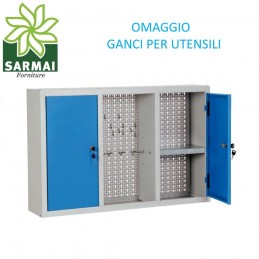 Armadio Pensile officina PORTAUTENSILI in lamiera pannello forato 24x100x60 Cm omaggio