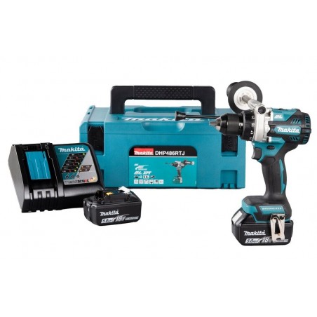 MAKITA KIT TRAPANO AVVITATORE CON PERCUSSIONE IMPULSI 18V 5,0 Ah DHP486RTJ