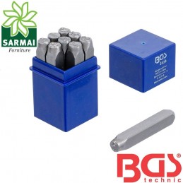 BGS 3038 Set kit punzoni stampini numerici 9 pz numeri da 0 a 9 in ferro 8 mm
