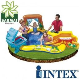 PISCINA INTEX GONFIABILE DINOSAURO CON GIOCO CASCATA CANESTRO SCIVOLO BAMBINO