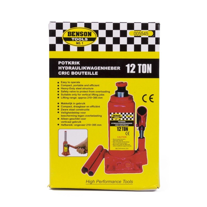 Cric Idraulico Per Auto A Bottiglia Sollevatore Martinetto 12 Tonnellate 12T