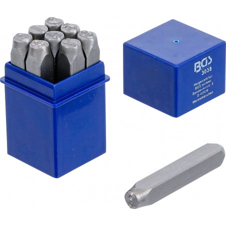 BGS 3038 Set kit punzoni stampini numerici 9 pz numeri da 0 a 9 in ferro 8 mm