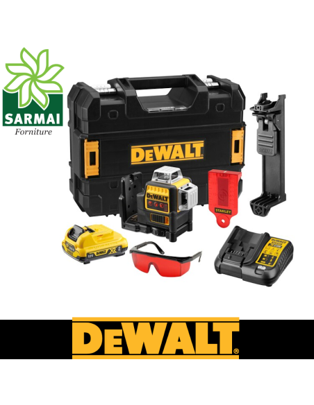 DEWALT DCE089D1R-QW Livella laser 3 linee 360° raggio rosso 10,8v 2ah 50mt