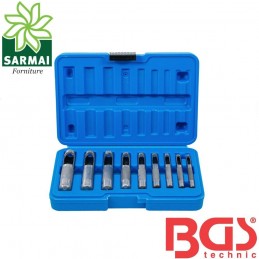 Set 9 fustelle 3 a 12mm punzoni per cuoio pelle in custodia BGS 565 Fermec