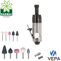 VEPA P125/1 Smeriglio semiprofessionale aria compressa 1/4 con assortimento mole
